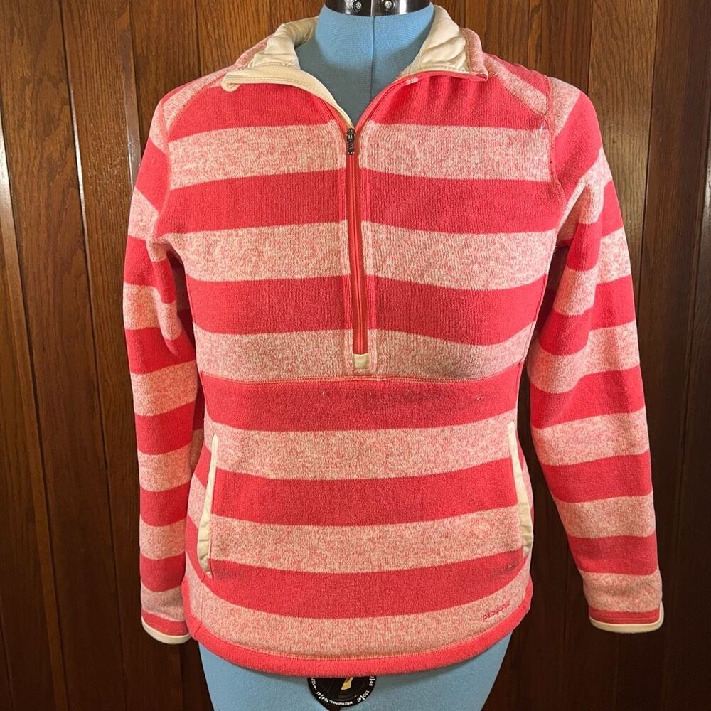 Patagonia Women’s M 1/4 Zip Fleece Pullover Coral Stripe Better Sweater Jacket